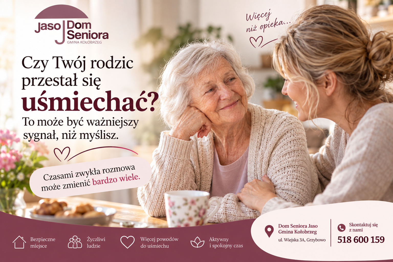 Senior z obniżonym nastrojem podczas rozmowy z bliską osobą